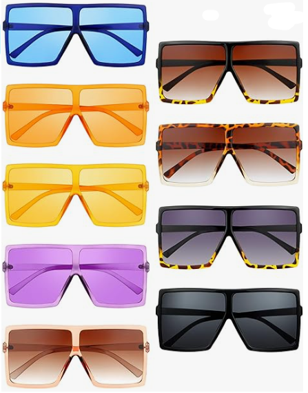 Oversized Square Sunglasses Flat Top Shades Retro for Women